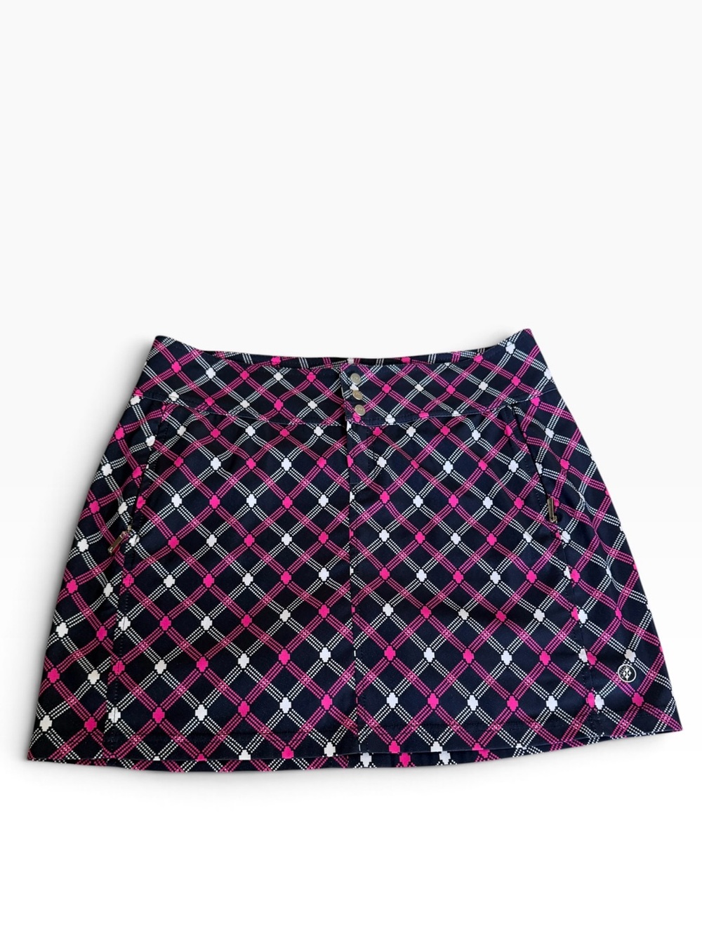 Jofit Geometric Print Performance Skort Size 6 Navy Pink White